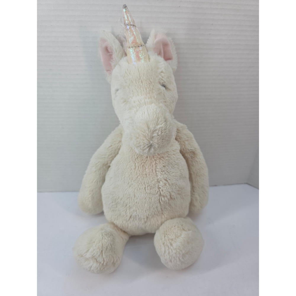 Jellycat Bashful Unicorn Cream Pink Shimmer Horn Stuffed Animal Plush 16 Inch
